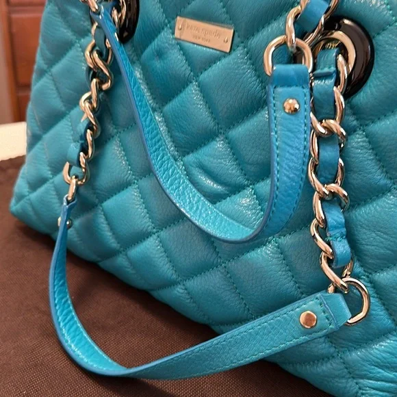 KATE SPADE Sm Maryanne Gold Coast mid teal hand bag quilted original dust bag - Picture 8 of 16